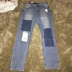 Nasty Gal Patched Boyfriend Jeans